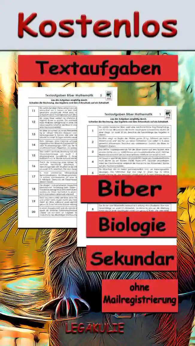 Textaufgaben Biber Sekundar Unterrichtsmaterial - Kostenlos von Legakulie.info