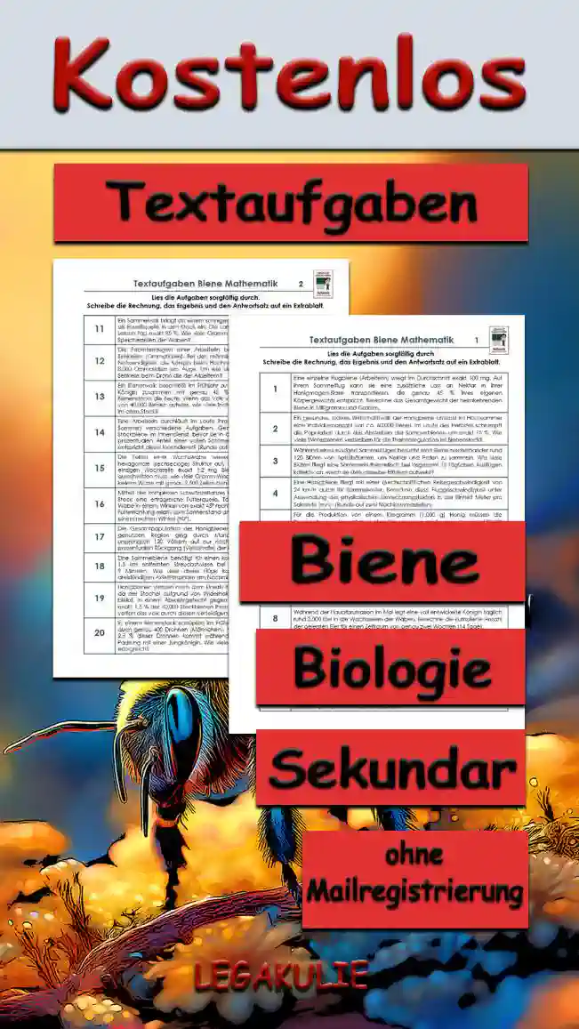 Textaufgaben Biene Unterrichtsmaterial - Kostenlos von Legakulie.info