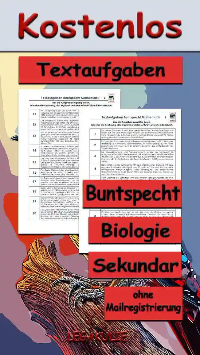 Textaufgaben Buntspecht Unterrichtsmaterial - Kostenlos von Legakulie.info