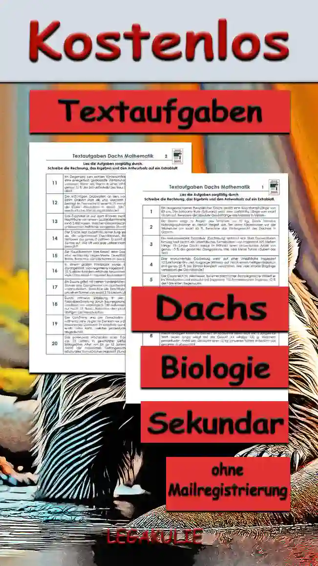 Textaufgaben Dachs Sekundar Unterrichtsmaterial - Kostenlos von Legakulie.info