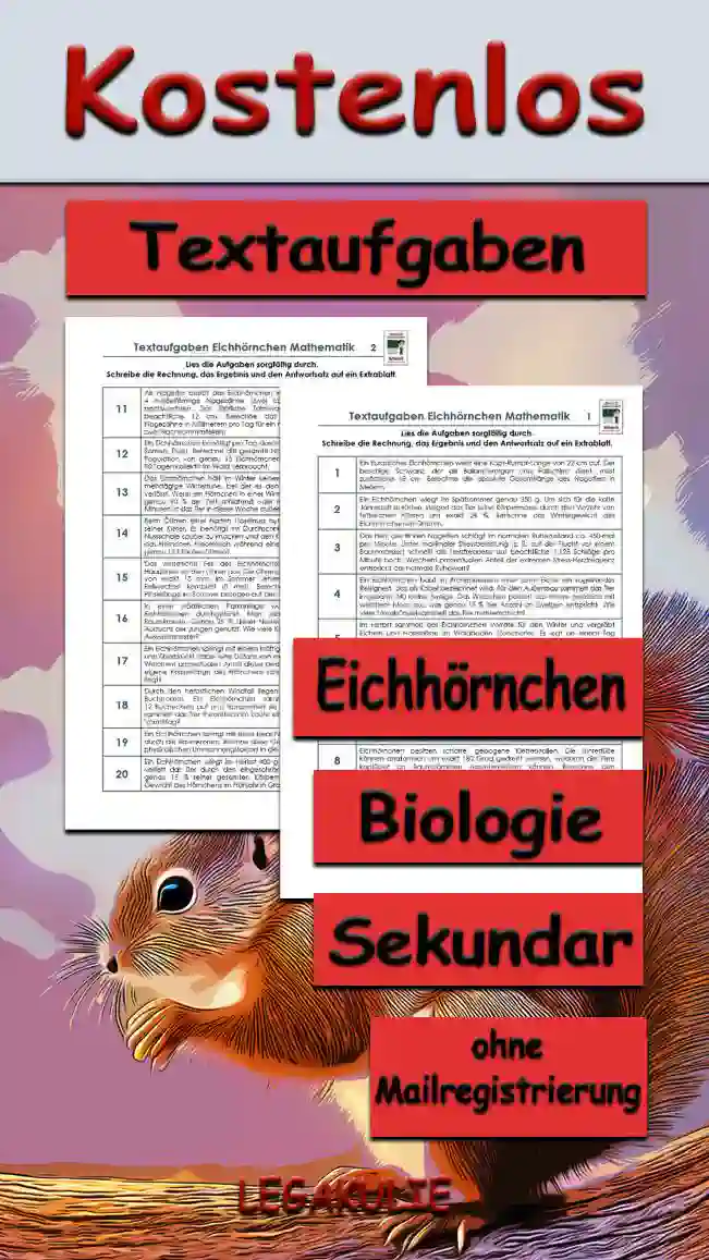 Textaufgaben Eichhörnchen Unterrichtsmaterial - Kostenlos von Legakulie.info
