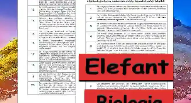 Textaufgaben Elefant Unterrichtsmaterial - Kostenlos von Legakulie.info
