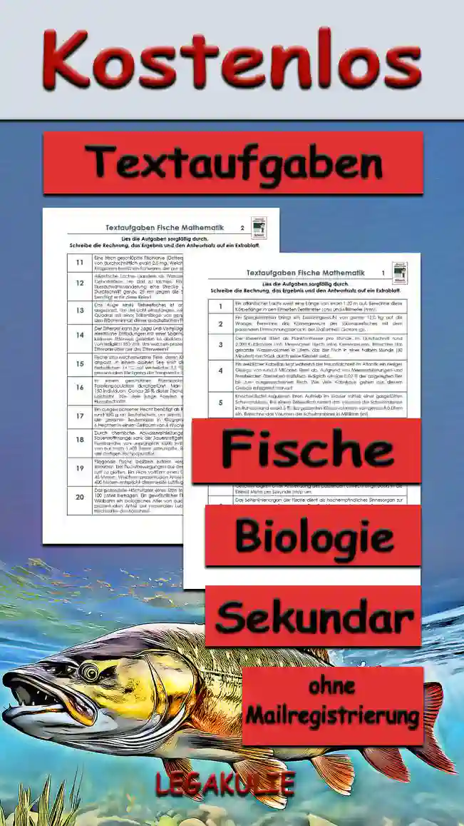 Textaufgaben Fische Unterrichtsmaterial - Kostenlos von Legakulie.info