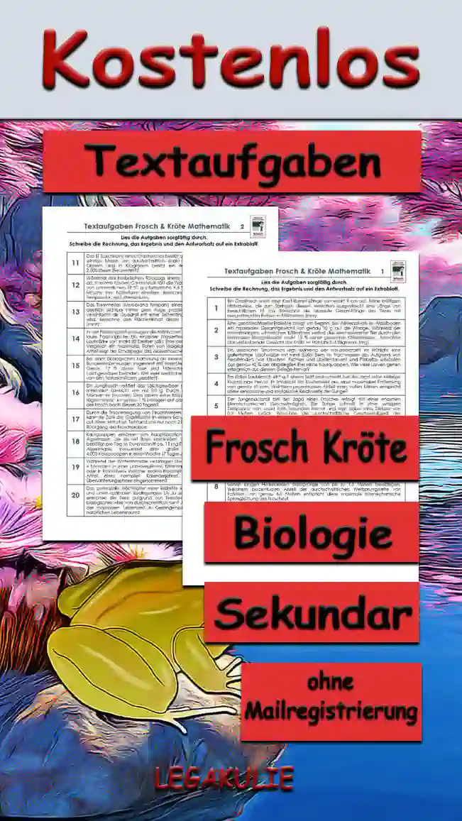 Textaufgaben Frosch Kröte Unterrichtsmaterial - Kostenlos von Legakulie.info
