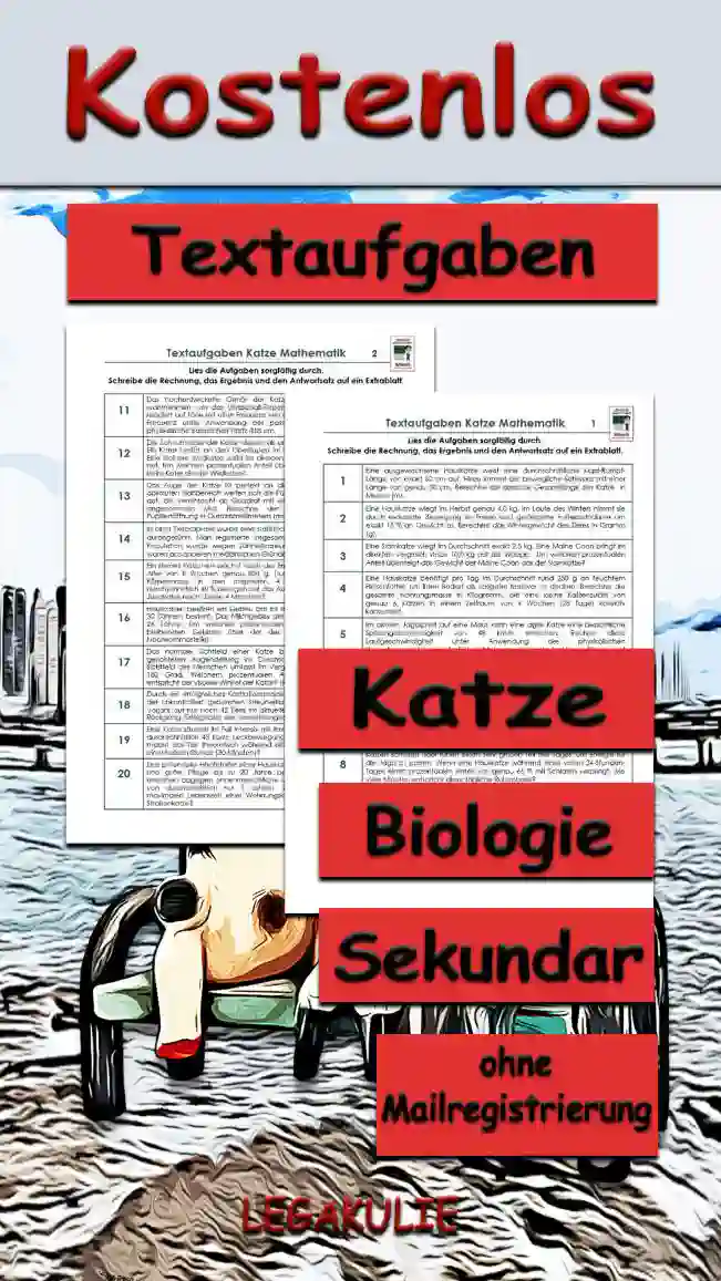 Textaufgaben Katze Unterrichtsmaterial - Kostenlos von Legakulie.info