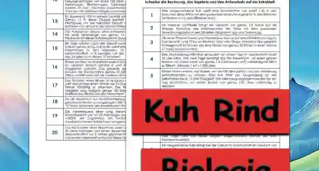 Textaufgaben Kuh Rind Unterrichtsmaterial - Kostenlos von Legakulie.info