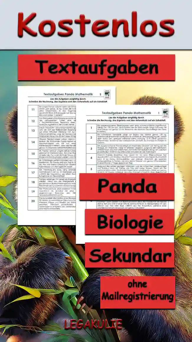 Textaufgaben Panda Sekundar Unterrichtsmaterial - Kostenlos von Legakulie.info
