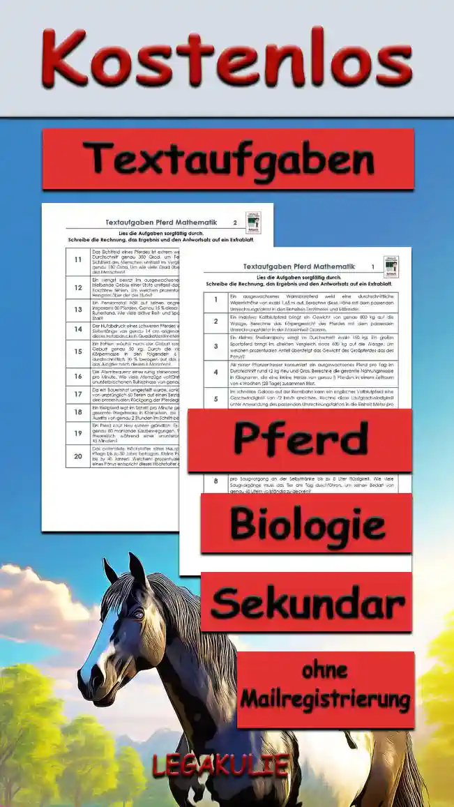 Textaufgaben Pferd Unterrichtsmaterial - Kostenlos von Legakulie.info