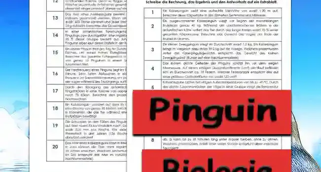 Textaufgaben Pinguin Unterrichtsmaterial - Kostenlos von Legakulie.info