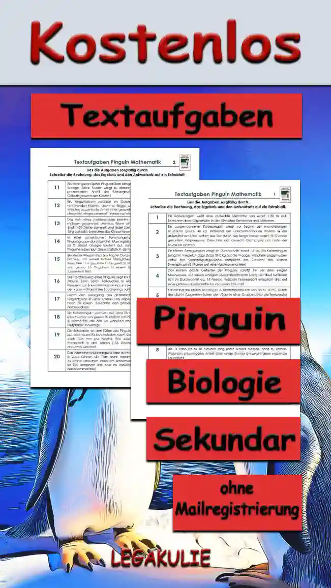Textaufgaben Pinguin Unterrichtsmaterial - Kostenlos von Legakulie.info