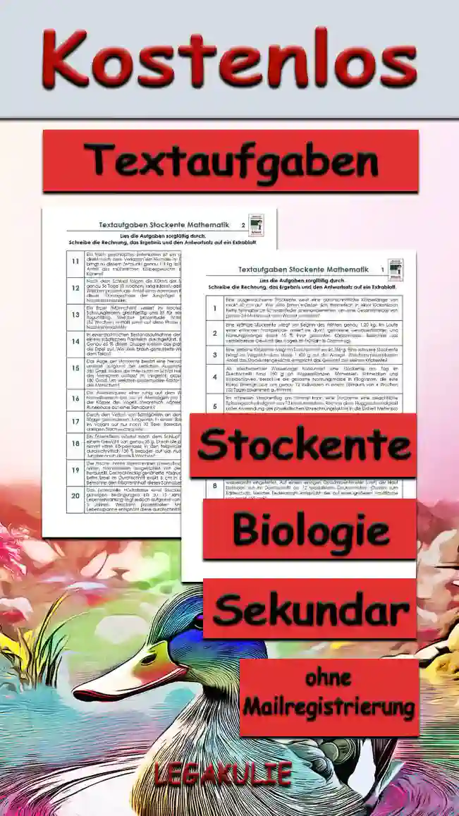 Textaufgaben Stockente Unterrichtsmaterial - Kostenlos von Legakulie.info