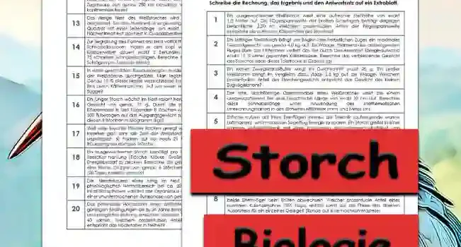 Textaufgaben Storch Unterrichtsmaterial - Kostenlos von Legakulie.info