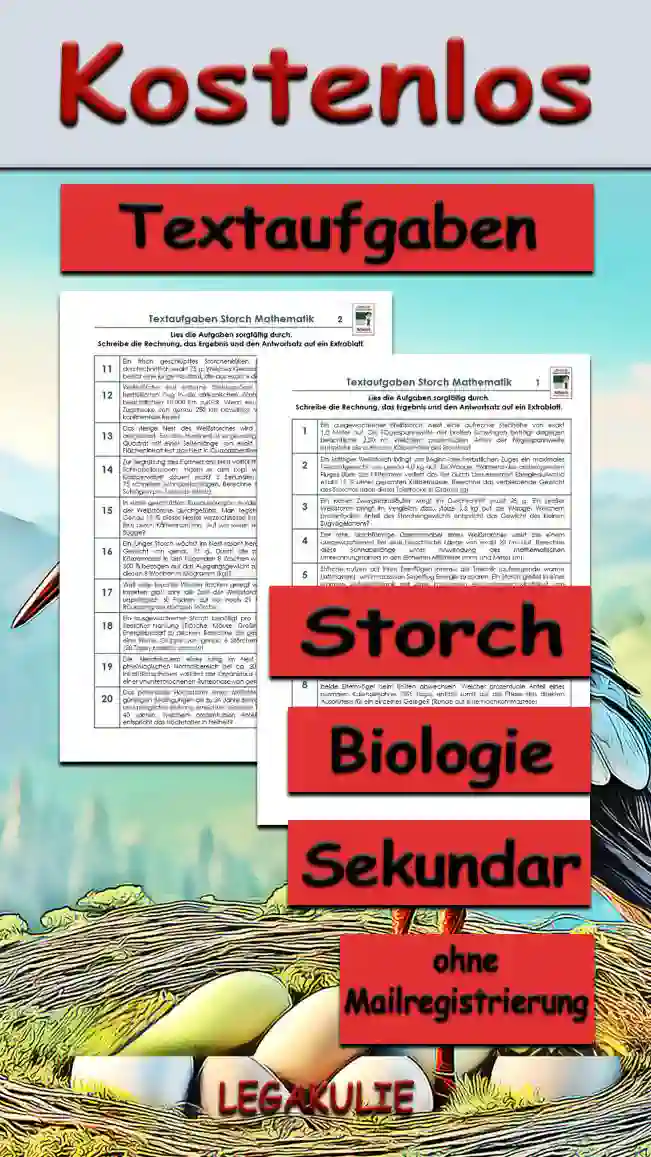 Textaufgaben Storch Unterrichtsmaterial - Kostenlos von Legakulie.info