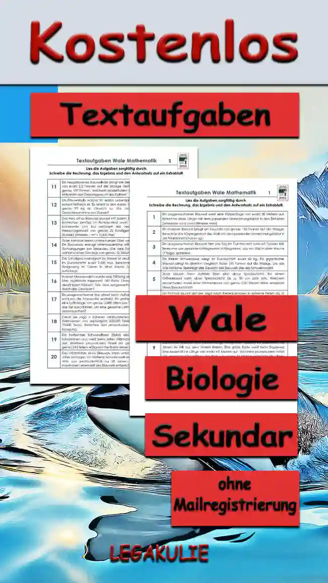 Textaufgaben Wale Unterrichtsmaterial - Kostenlos von Legakulie.info