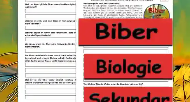Textverständnis Biber Textverständnis Biber Unterrichtsmaterial - Kostenlos von Legakulie.info