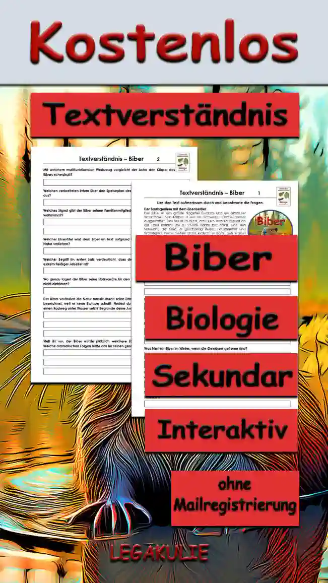 Textverständnis Biber Unterrichtsmaterial - Kostenlos von Legakulie.info