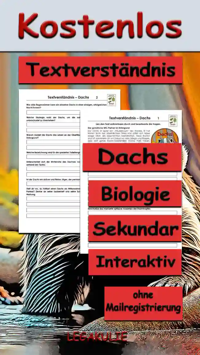Textverständnis Dachs Unterrichtsmaterial - Kostenlos von Legakulie.info