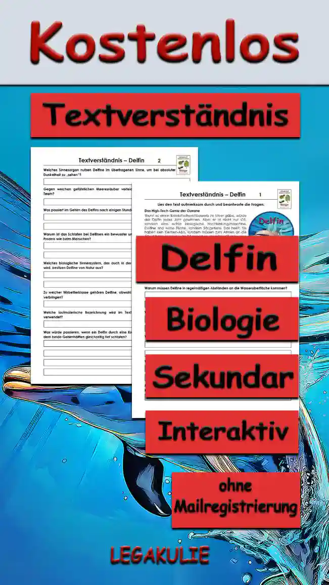 Textverständnis Delfin Unterrichtsmaterial - Kostenlos von Legakulie.info