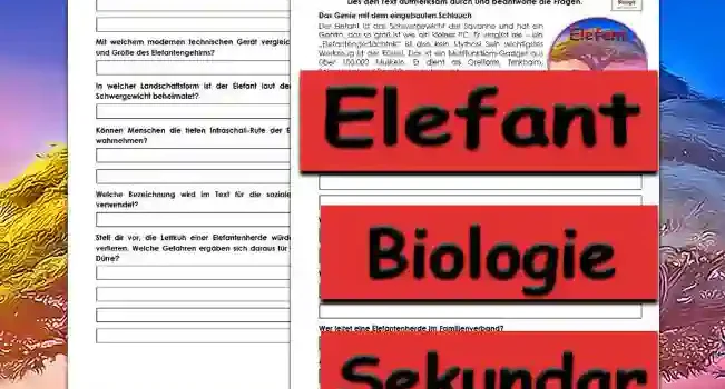 Textverständnis Elefant Unterrichtsmaterial - Kostenlos von Legakulie.info