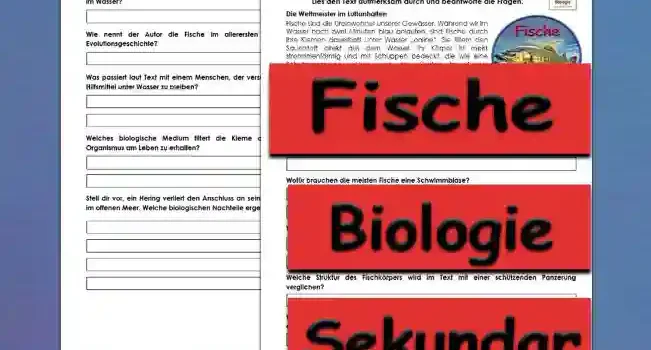 Textverständnis Fische Unterrichtsmaterial - Kostenlos von Legakulie.info