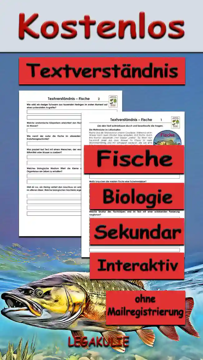 Textverständnis Fische Unterrichtsmaterial - Kostenlos von Legakulie.info