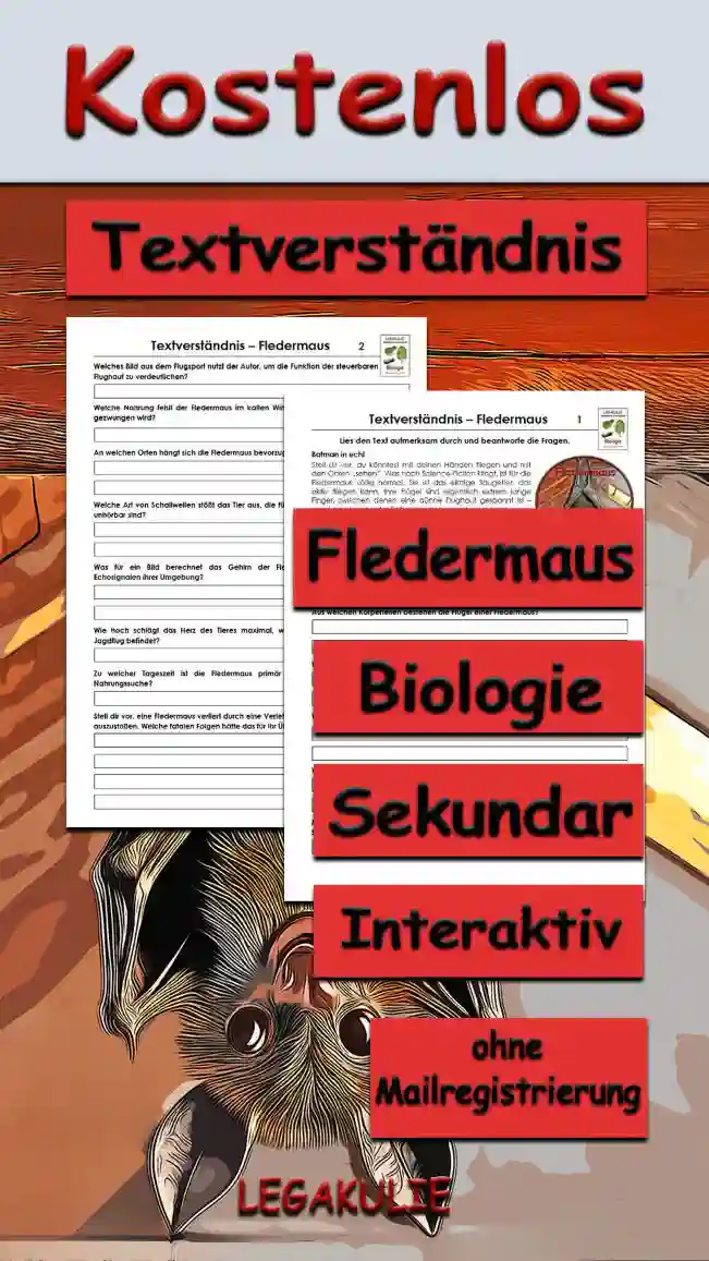 Textverständnis Fledermaus Unterrichtsmaterial - Kostenlos von Legakulie.info