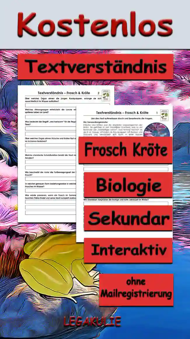 Textverständnis Frosch Kröte Unterrichtsmaterial - Kostenlos von Legakulie.info