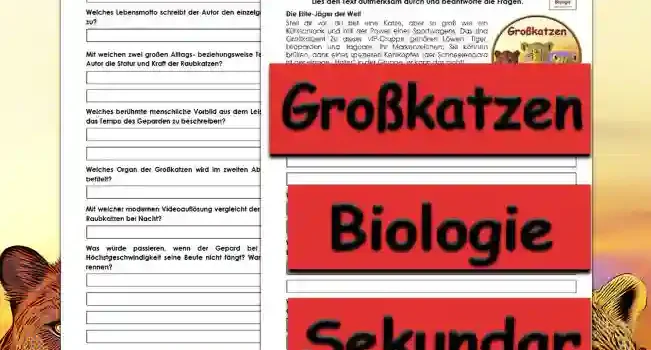 Textverständnis Großkatzen Unterrichtsmaterial - Kostenlos von Legakulie.info