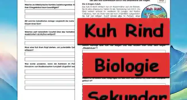 Textverständnis Kuh Rind Unterrichtsmaterial - Kostenlos von Legakulie.info