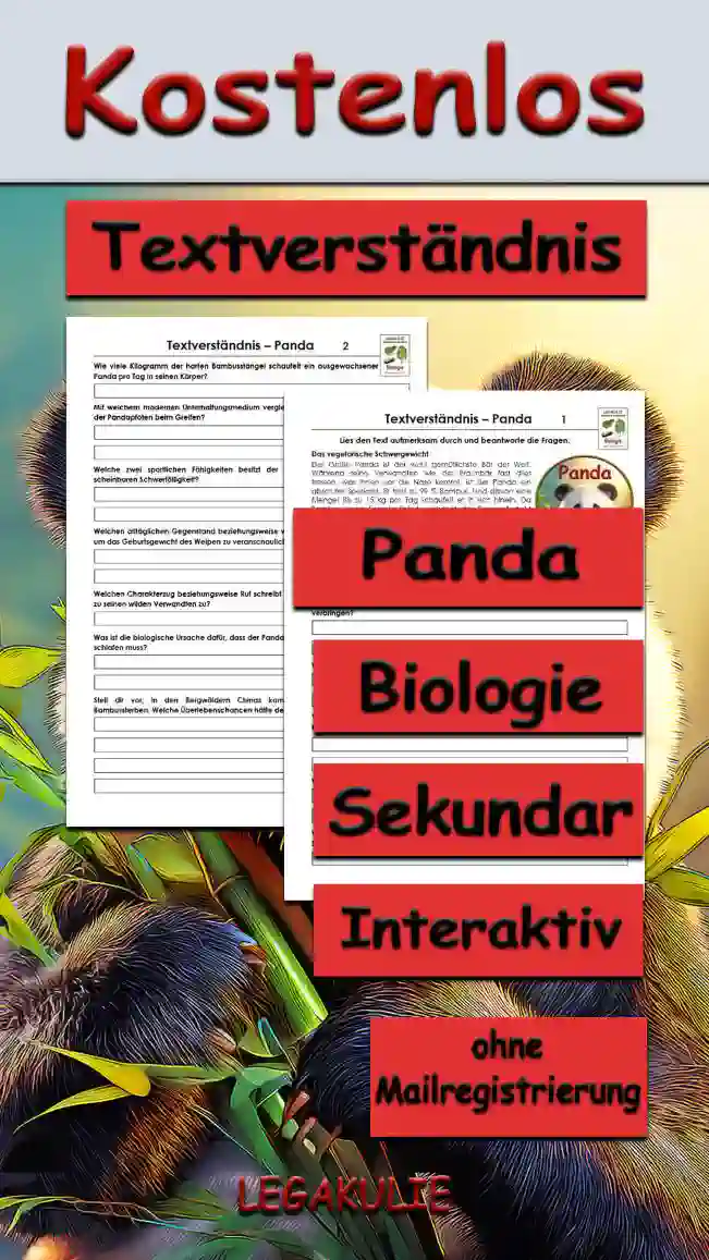 Textverständnis Panda Unterrichtsmaterial - Kostenlos von Legakulie.info