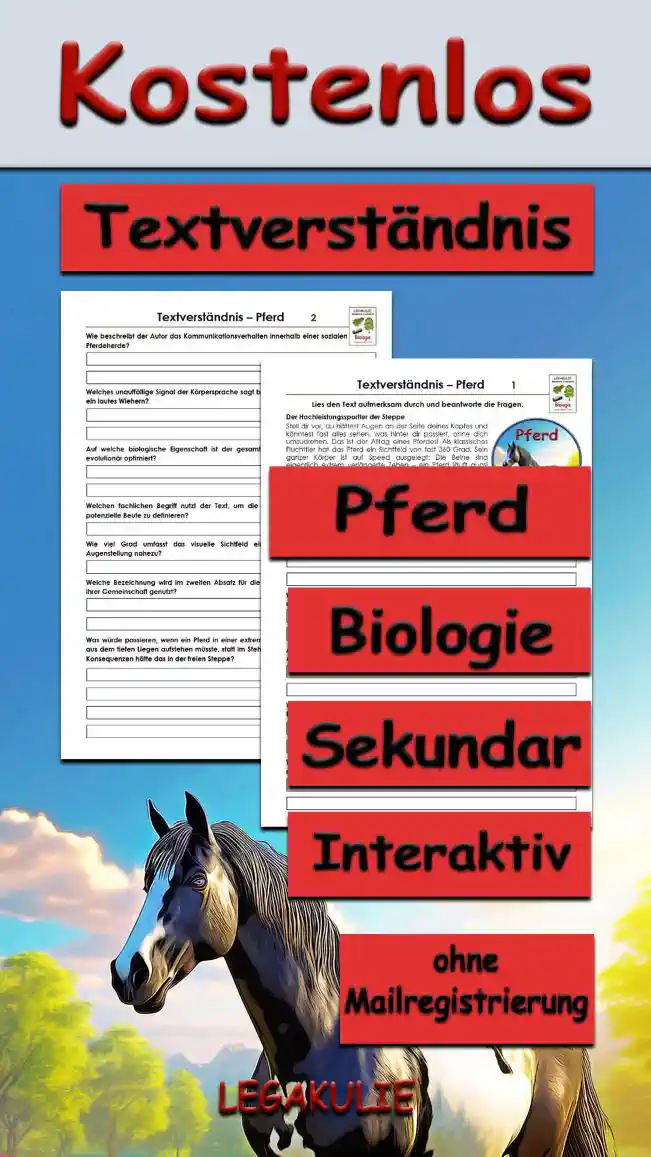Textverständnis Pferd Unterrichtsmaterial - Kostenlos von Legakulie.info