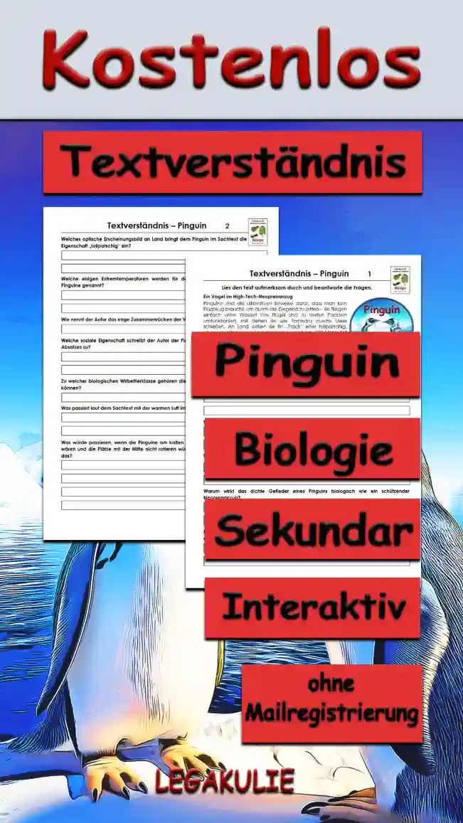 Textverständnis Pinguin Unterrichtsmaterial - Kostenlos von Legakulie.info