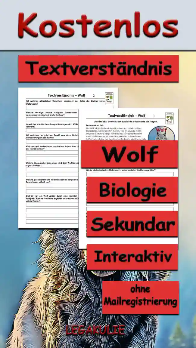 Textverständnis Wolf Unterrichtsmaterial - Kostenlos von Legakulie.info