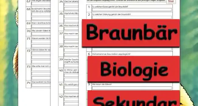 Übungsfragen Braunbär Übungsfragen Braunbär Unterrichtsmaterial - Kostenlos von Legakulie.info