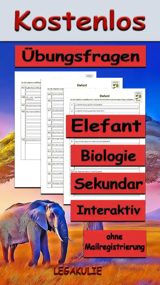 Übungsfragen Elefant Unterrichtsmaterial - Kostenlos von Legakulie.info