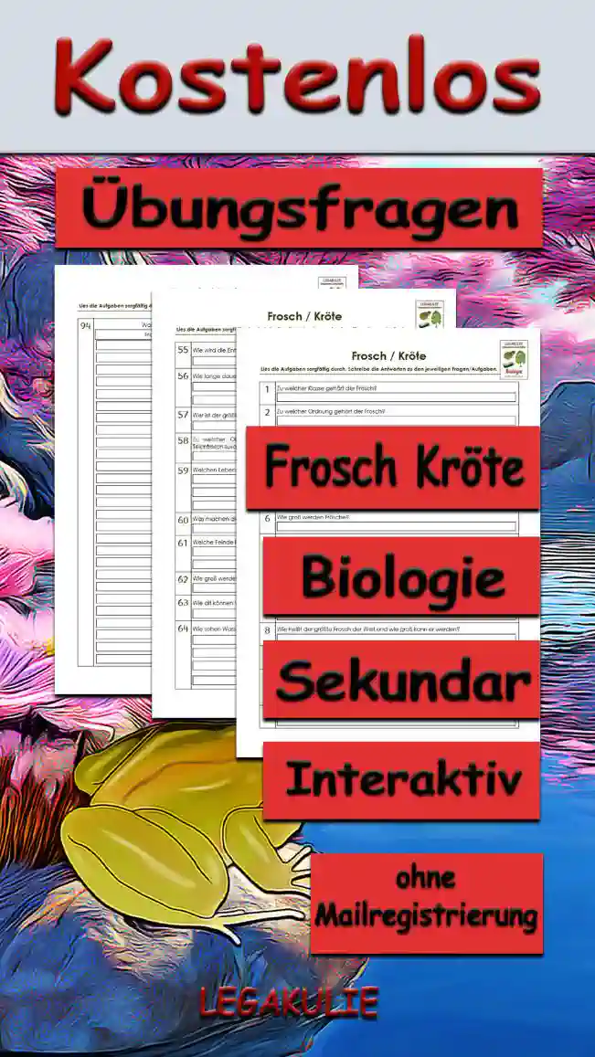 Übungsfragen Frosch Kröte Unterrichtsmaterial - Kostenlos von Legakulie.info