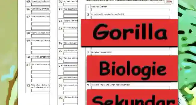 Übungsfragen Gorilla Übungsfragen Gorilla Unterrichtsmaterial - Kostenlos von Legakulie.info