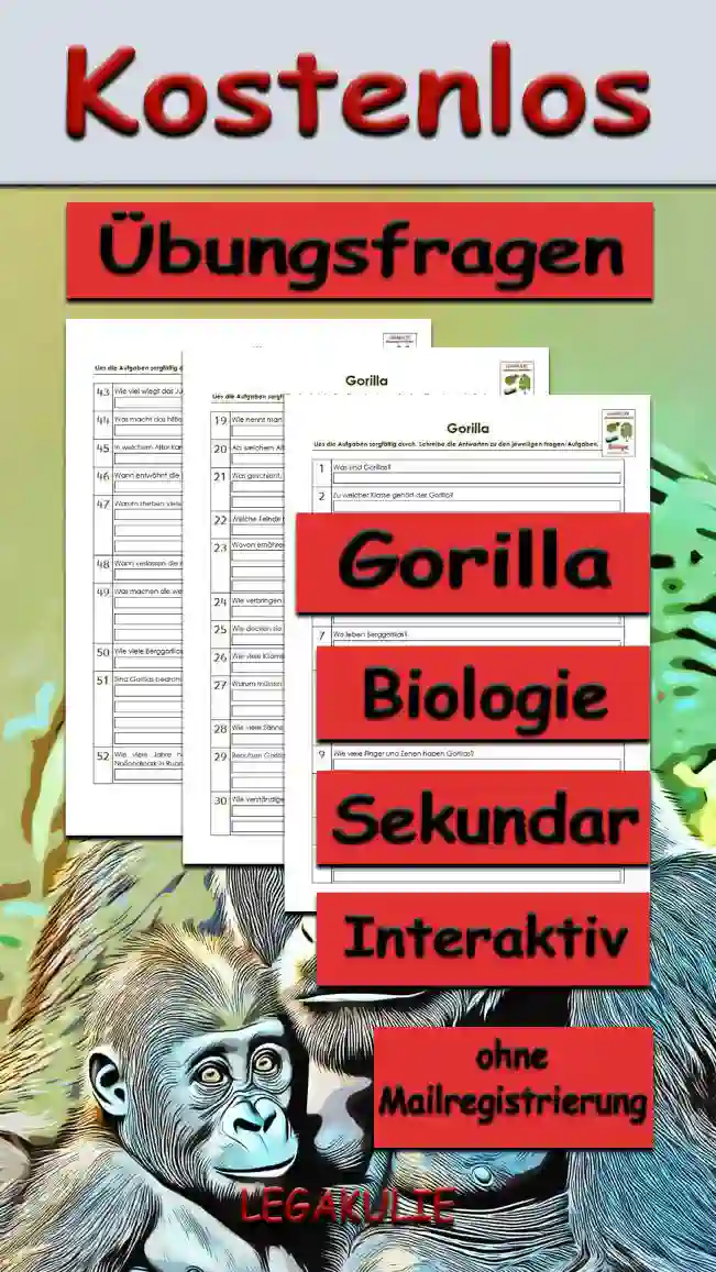 Übungsfragen Gorilla Unterrichtsmaterial - Kostenlos von Legakulie.info