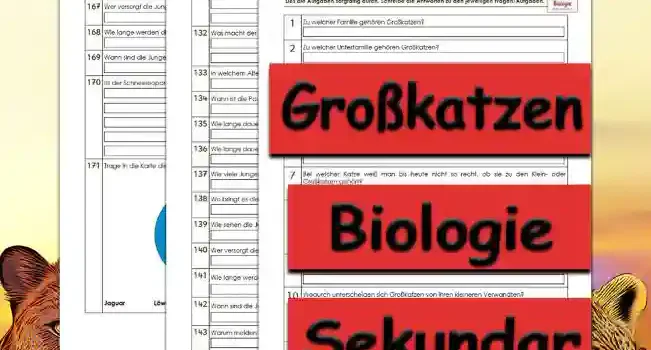 Übungsfragen Großkatzen Übungsfragen Großkatzen Unterrichtsmaterial - Kostenlos von Legakulie.info
