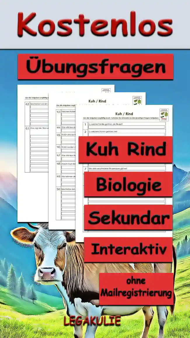 Übungsfragen Kuh Rind Unterrichtsmaterial - Kostenlos von Legakulie.info