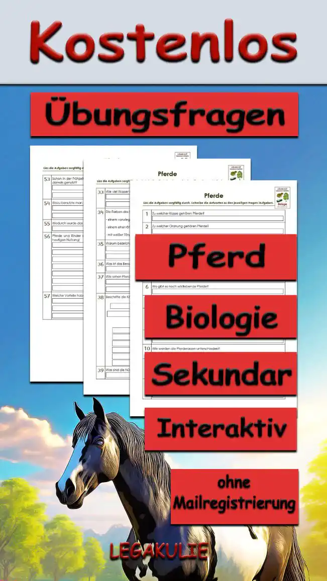 Übungsfragen Pferd Unterrichtsmaterial - Kostenlos von Legakulie.info