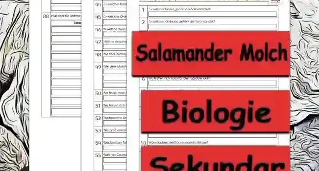Übungsfragen Salamander Molch Sekundar Unterrichtsmaterial - Kostenlos von Legakulie.info