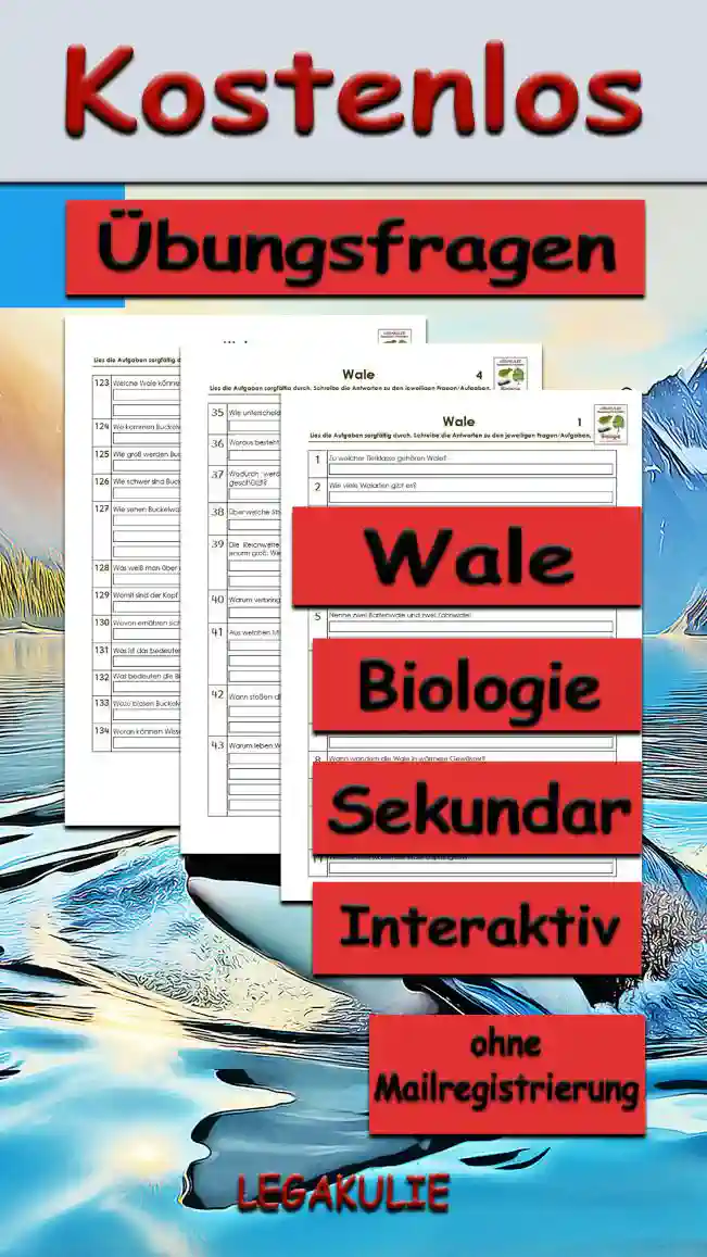 Übungsfragen Wale Unterrichtsmaterial - Kostenlos von Legakulie.info